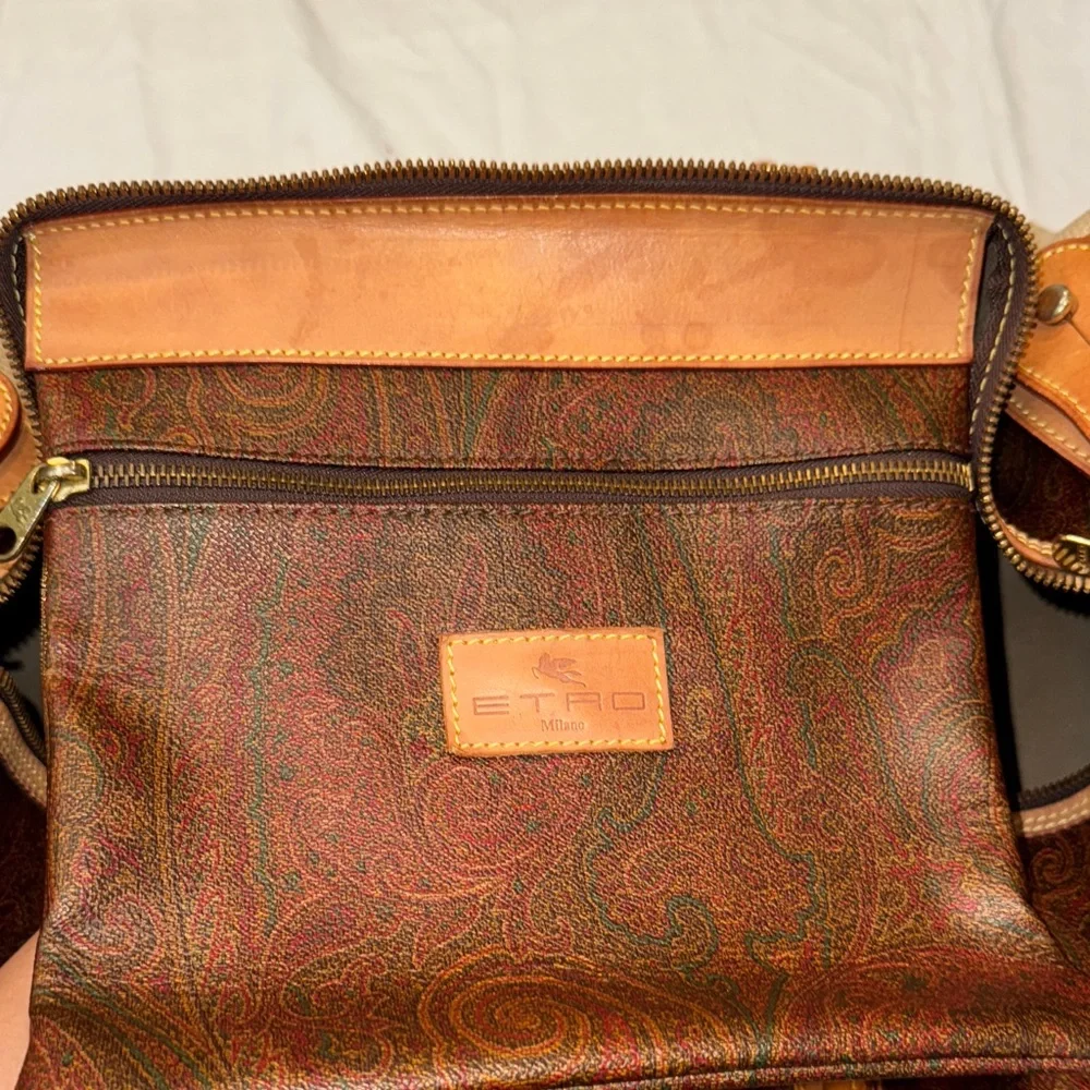 Authentic Etro Brown Paisley Travel Bag